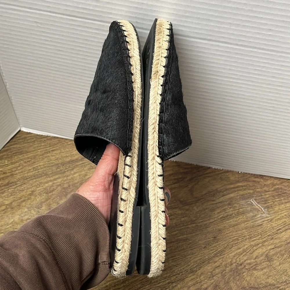 Gap Black Calf Hair Espadrille Slide-On Mules Size 8.5